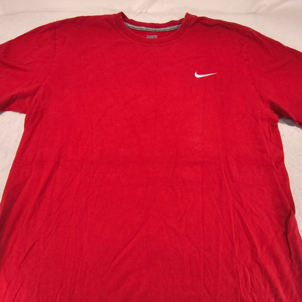 Nike Casual Short Sleeve Crew Neck Shirt Mens Size Large L Red White